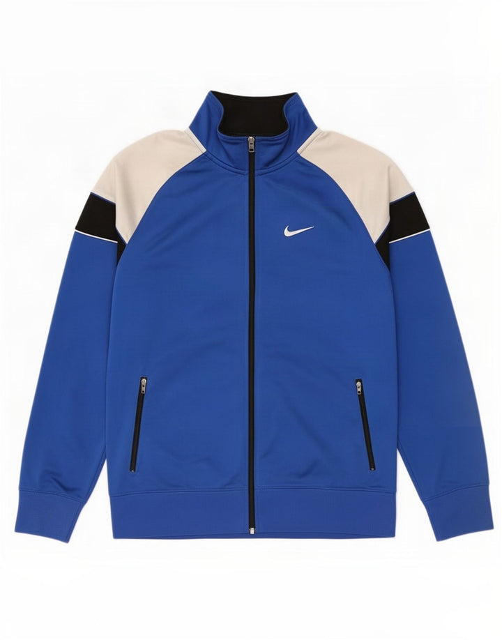 Giacca da tuta da uomo Nike, giacca grande, in poliestere color block blu