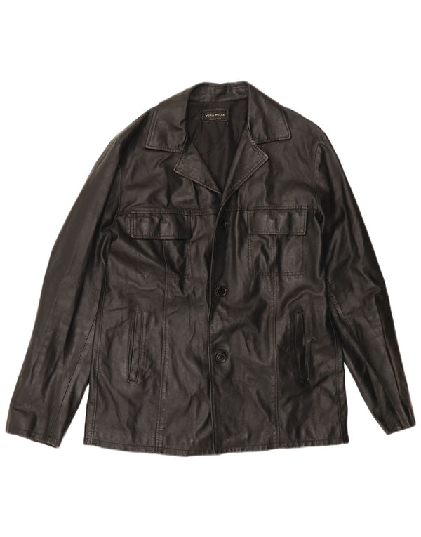Giacca in pelle da uomo VINTAGE UK 40 grande in pelle nera