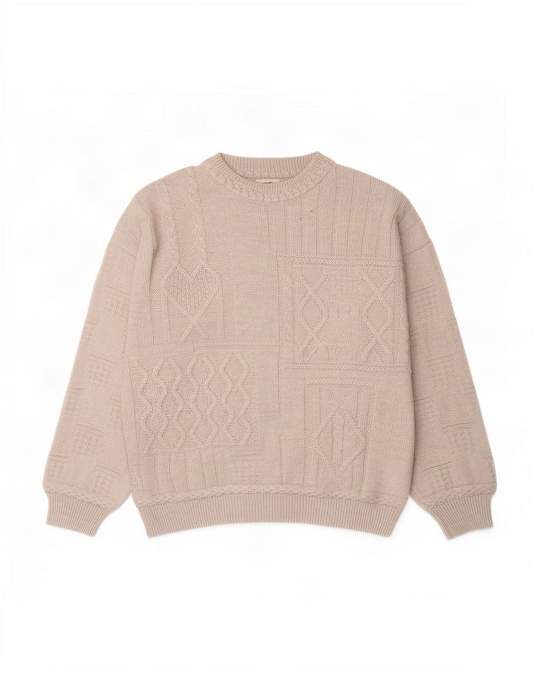 Maglione maglione girocollo da uomo Paco Calvari IT 50/52 Bianco medio geometrico