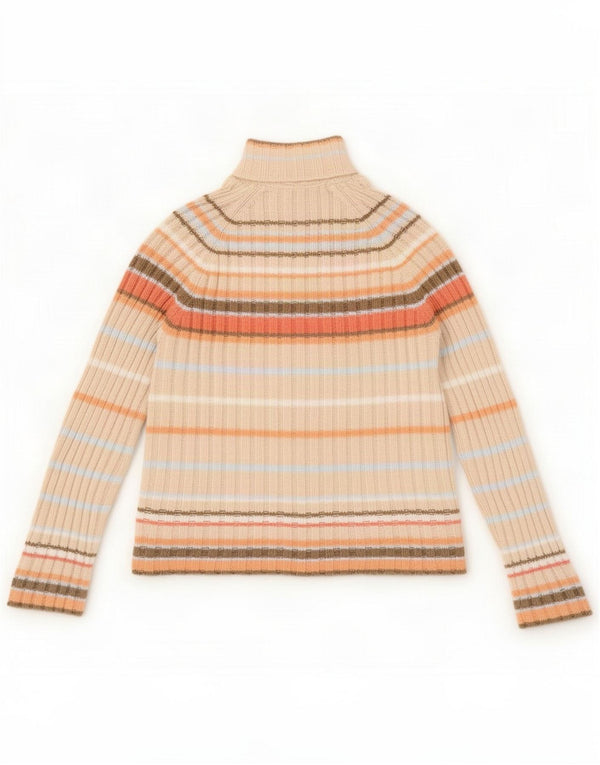 Marks & Spencer Maglione cardigan con zip intera da donna UK 14 Beige medio a righe