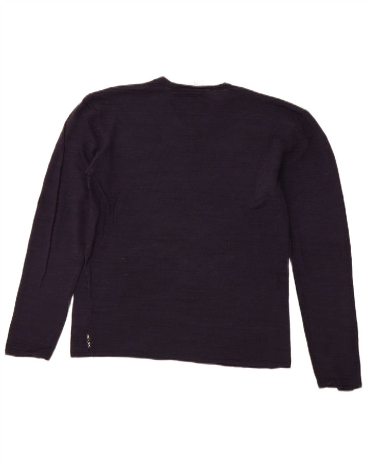 ARMANI EXCHANGE Maglione da donna con scollo a V UK 12 Medio Blu Navy
