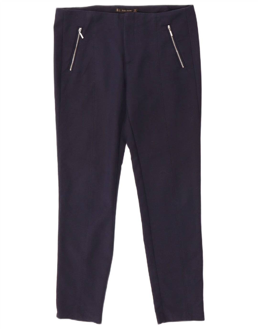 Pantaloni casual slim da donna ZARA grandi W32 L29 blu navy