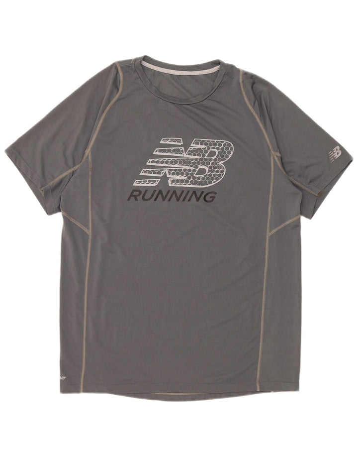 T-shirt grafica da uomo New Balance Top in poliestere grigio medio