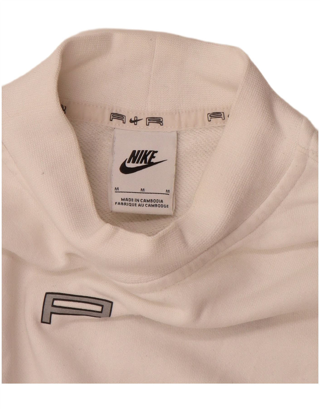 Felpa corta oversize da donna Nike, maglione UK 14, blocco colore bianco medio