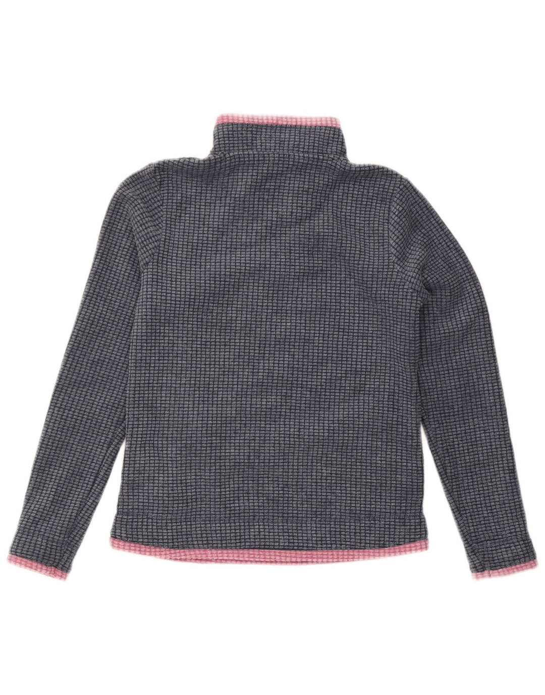 WEIRD FISH Maglione in pile da donna con collo e zip UK 8 piccolo poliestere blu navy