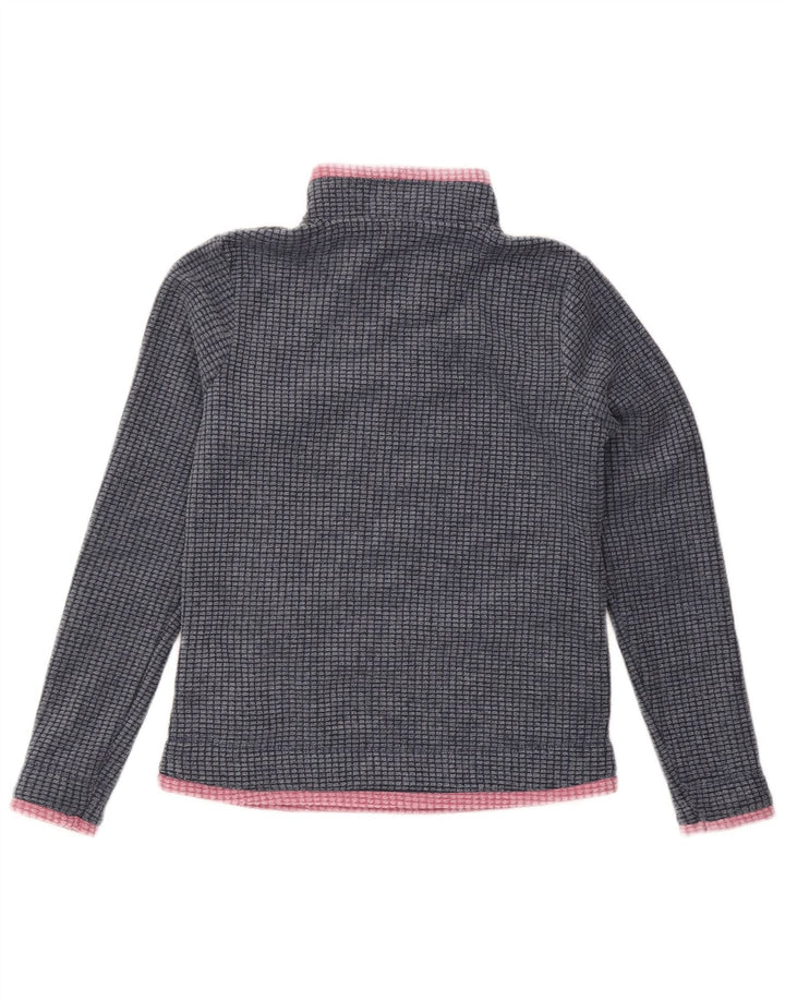 WEIRD FISH Maglione in pile da donna con collo e zip UK 8 piccolo poliestere blu navy