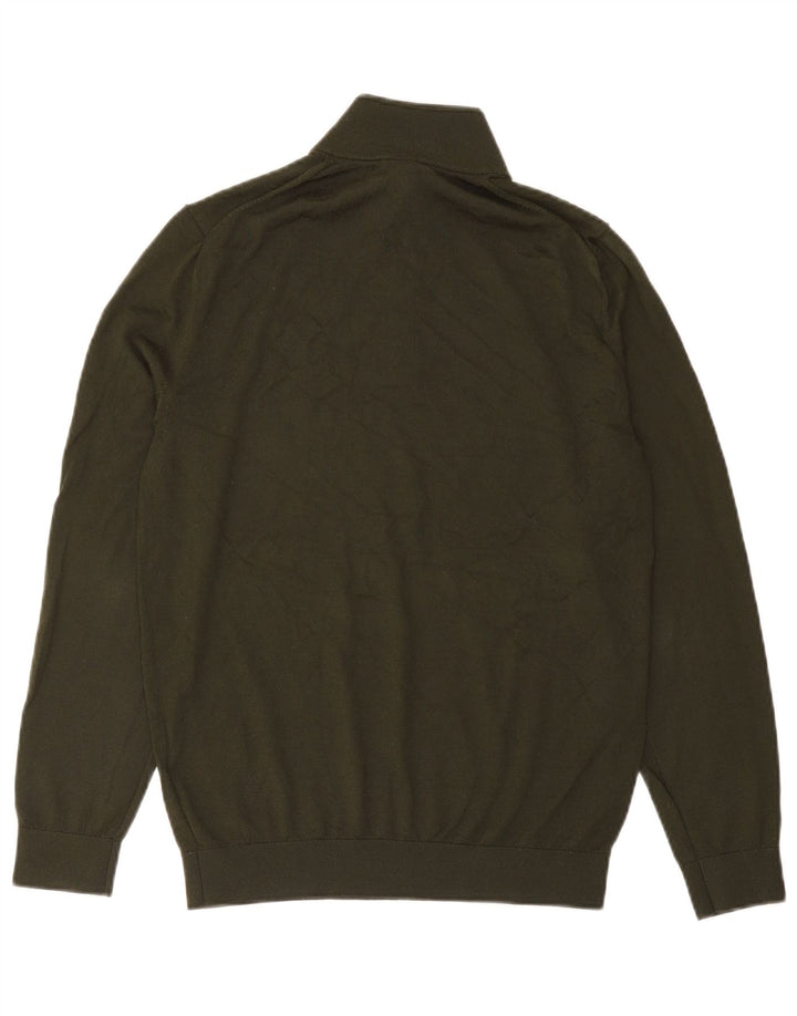 Maglione Reiss da uomo con zip e collo grande in acrilico verde