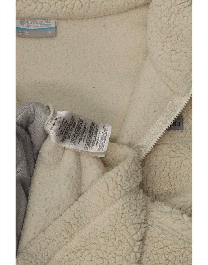 Giacca in pile Columbia da donna, vestibilità ampia, UK 10, piccola, poliestere bianco sporco