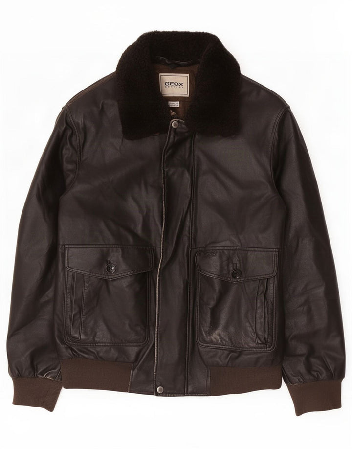 Giacca in pelle da uomo Geox UK 44 2XL Marrone