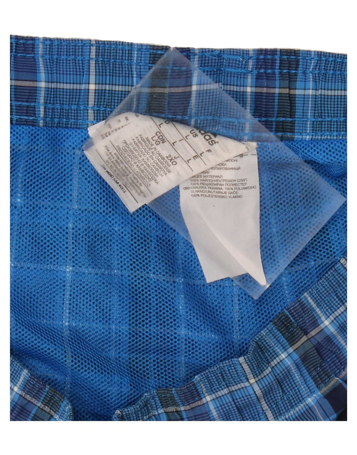ADIDAS Mens Swimming Shorts Large  Blue Check Polyester Vintage Adidas and Second-Hand Adidas from Messina Hembry 