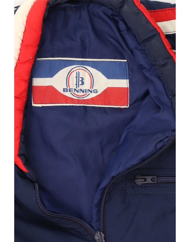Giacca imbottita leggera da uomo vintage piccola color block blu navy