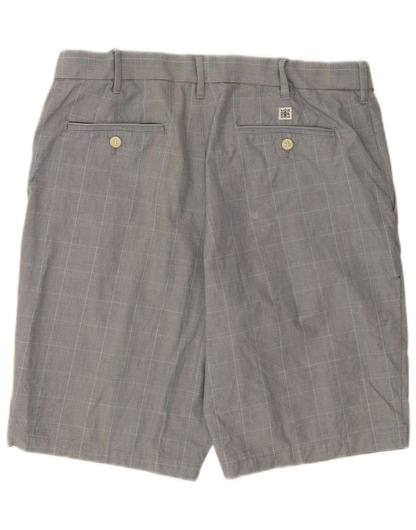 Pantaloncini chino da uomo Marks & Spencer W36 grande cotone a quadri grigi