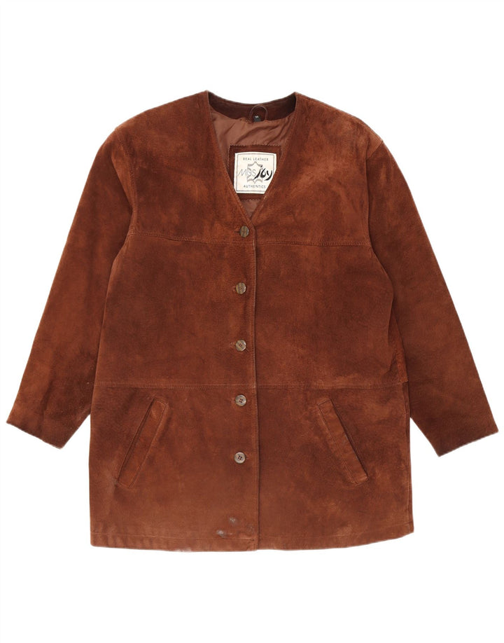 Giacca vintage in pelle scamosciata da donna EU 38 in pelle marrone medio