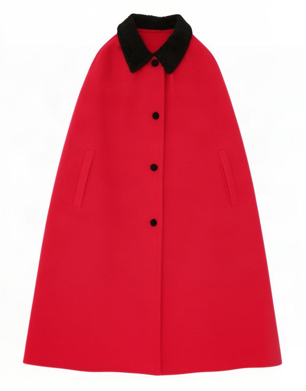 Cappotto vintage da donna a mantella, taglia unica, rosa
