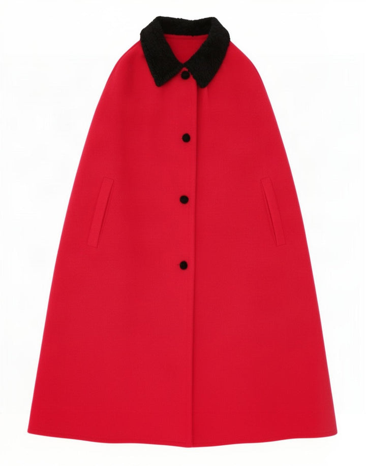 Cappotto vintage da donna a mantella, taglia unica, rosa