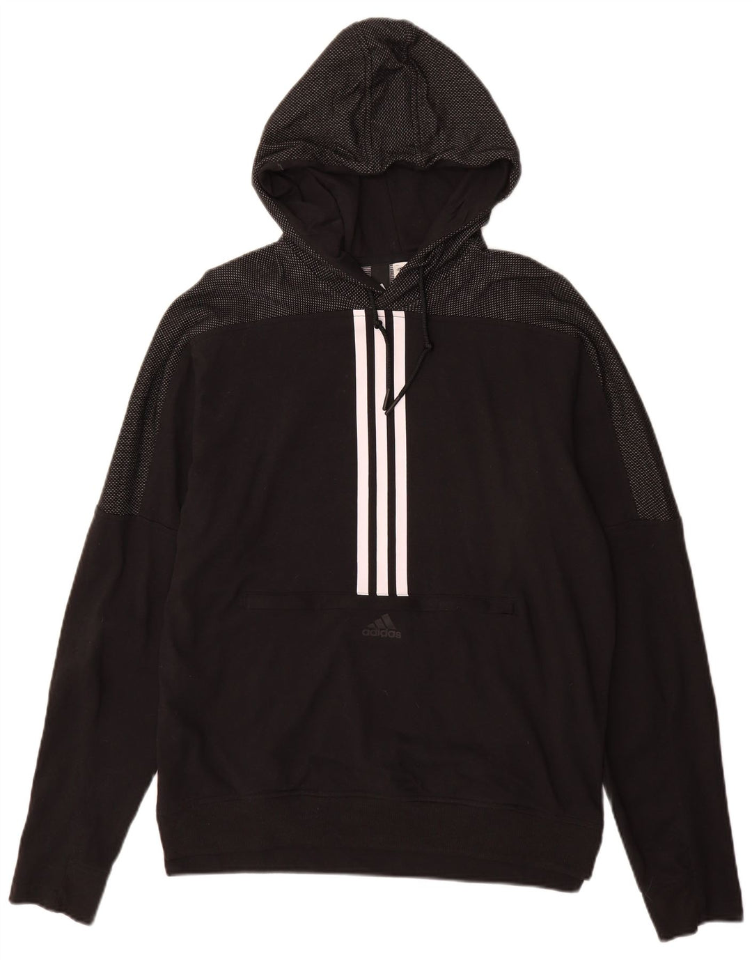 ADIDAS Mens Hoodie Jumper Medium Black Spotted Cotton