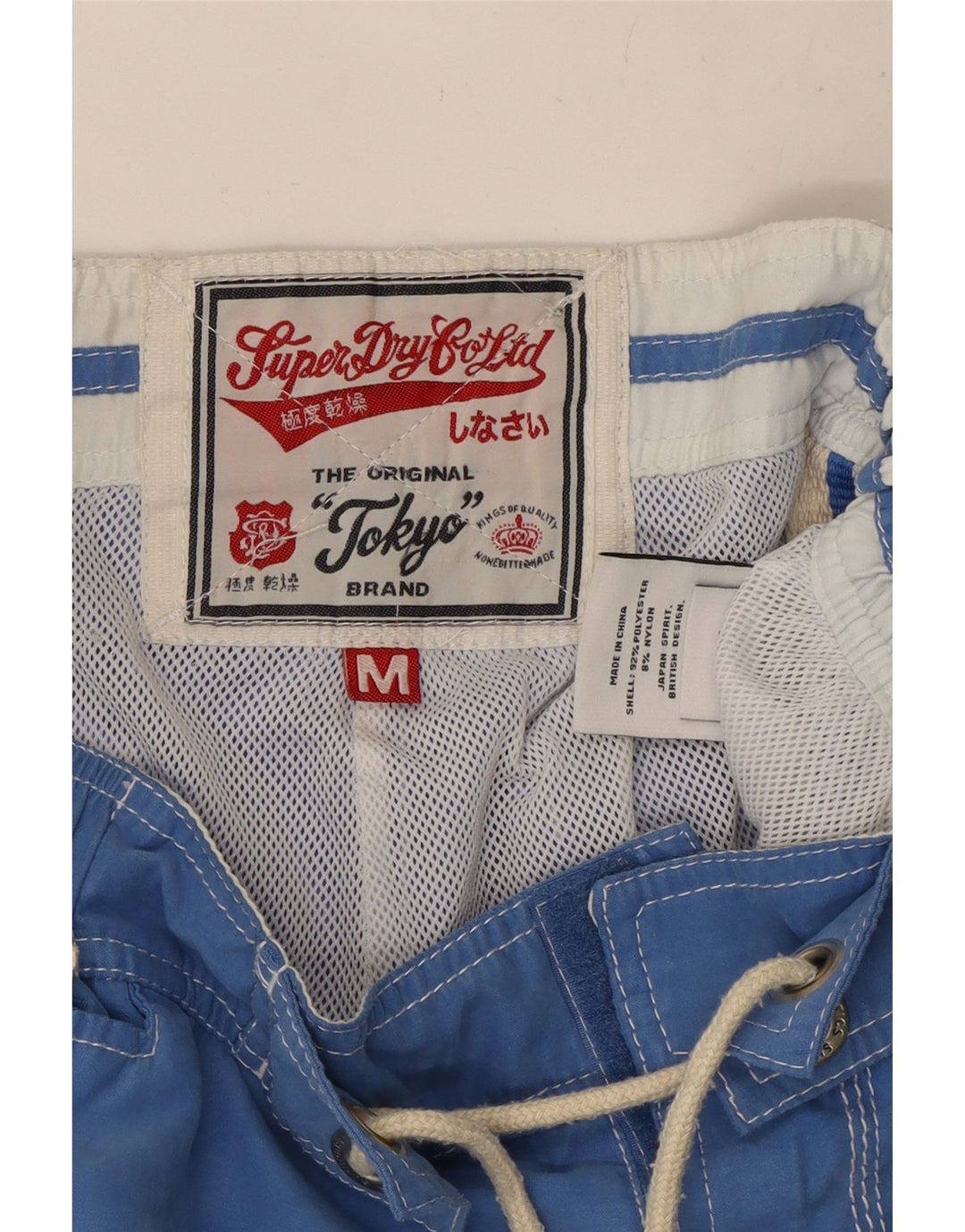 Pantaloncini da bagno grafici da uomo Superdry in poliestere blu medio