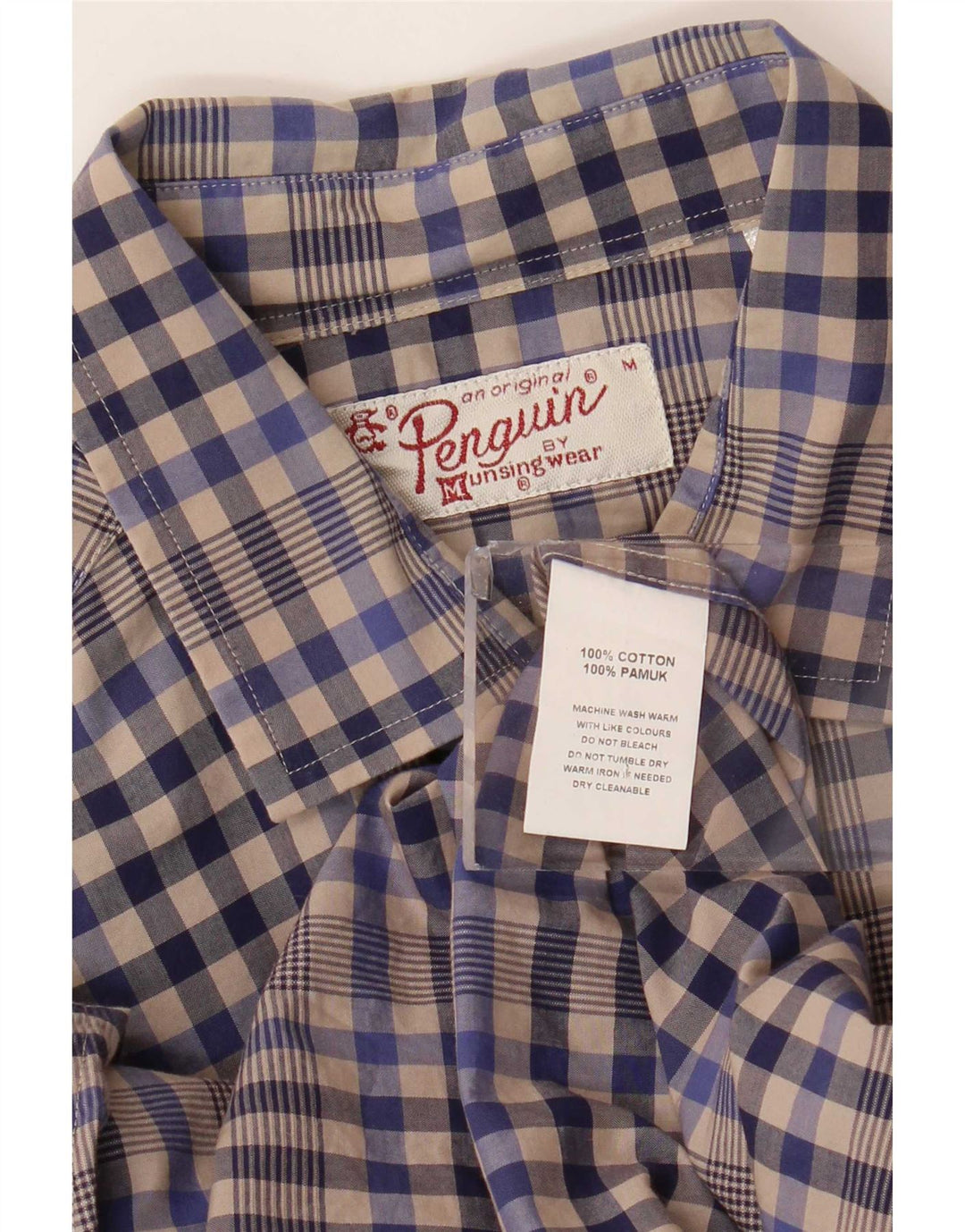 Camicia da uomo Penguin in cotone a quadretti grigio medio