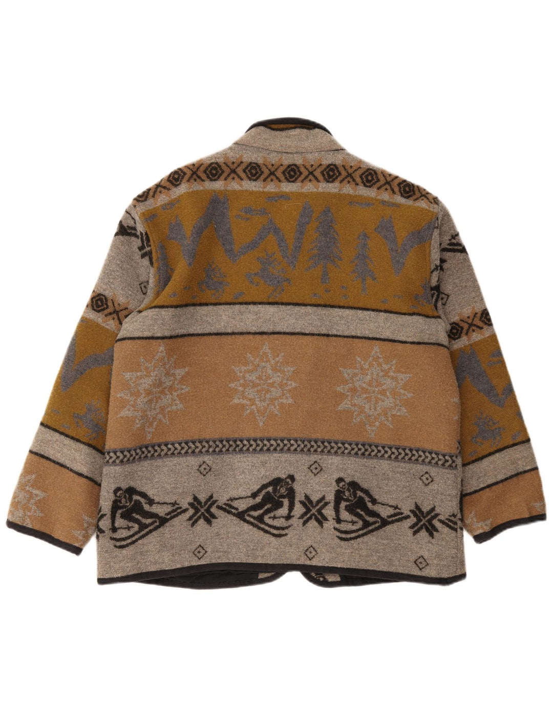 Giacca vintage da uomo con vestibilità regolare UK 38 Lana geometrica marrone medio
