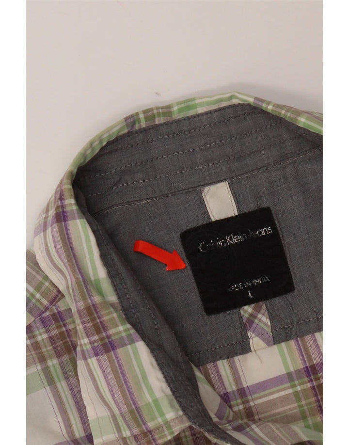 Camicia da uomo Calvin Klein Jeans a quadri grandi multicolori