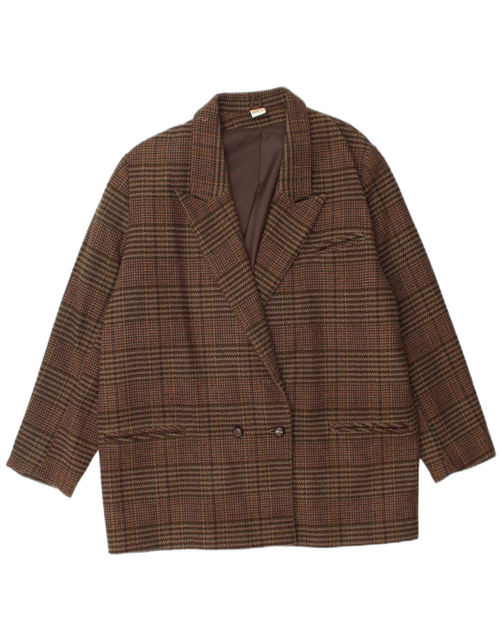 Giacca blazer doppiopetto da donna ETAM US 16 2XL Acrilico a quadri marrone
