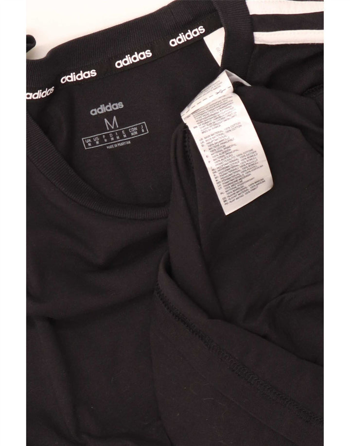 Top Adidas da uomo a maniche lunghe in cotone nero medio