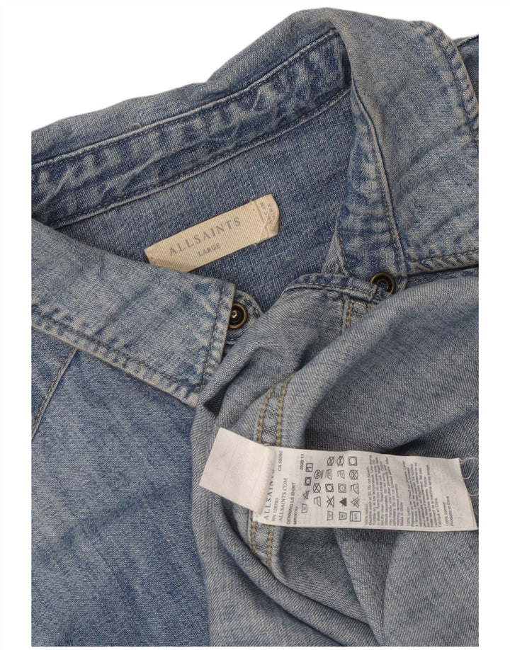 Camicia di jeans da uomo All Saints grande in cotone blu