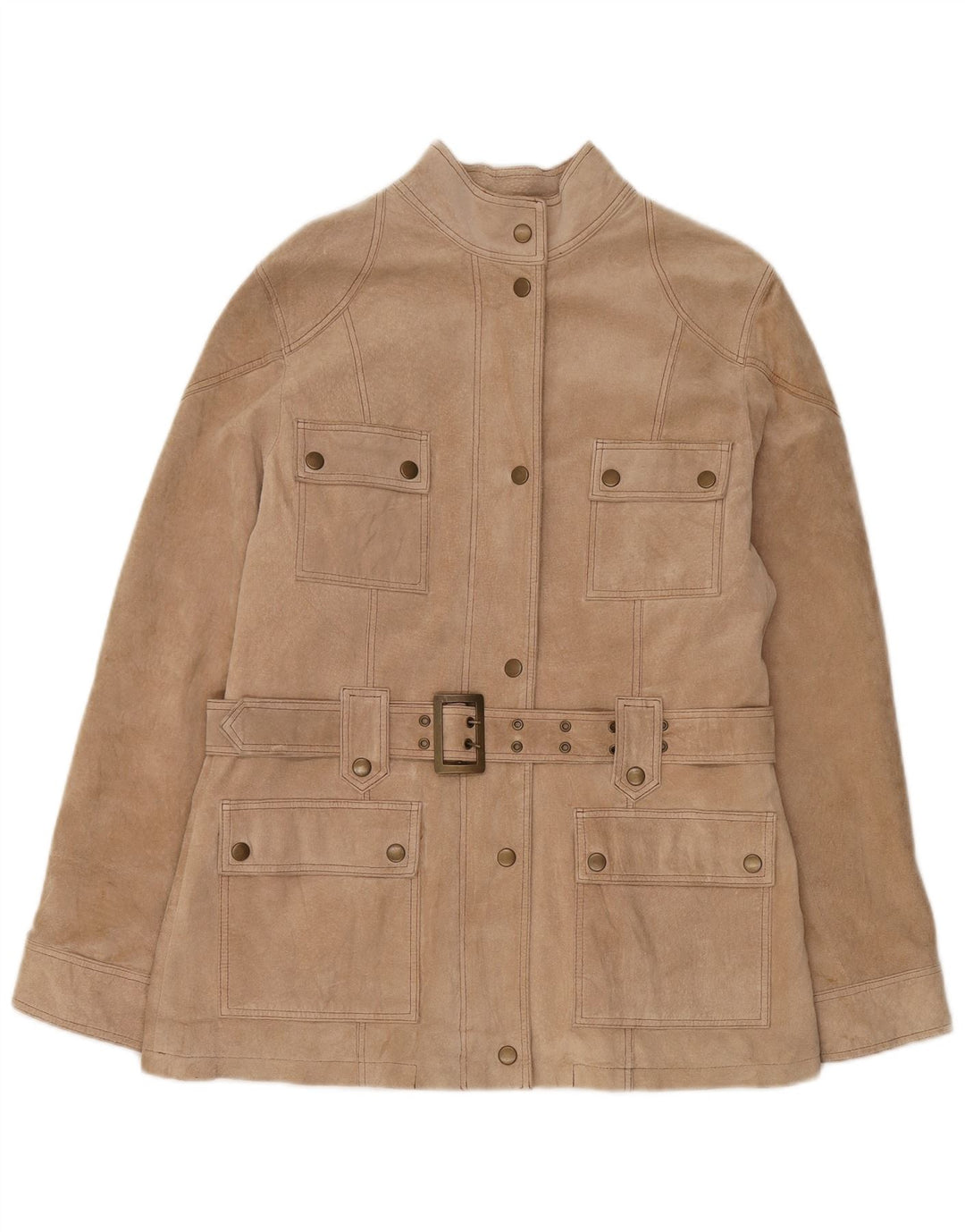 Giacca in pelle scamosciata da donna Gipsy UK 18 XL in pelle beige