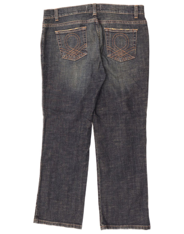 Jeans Cropped Benetton Donna IT 44 Medio W30 L25 Blu Navy Cotone