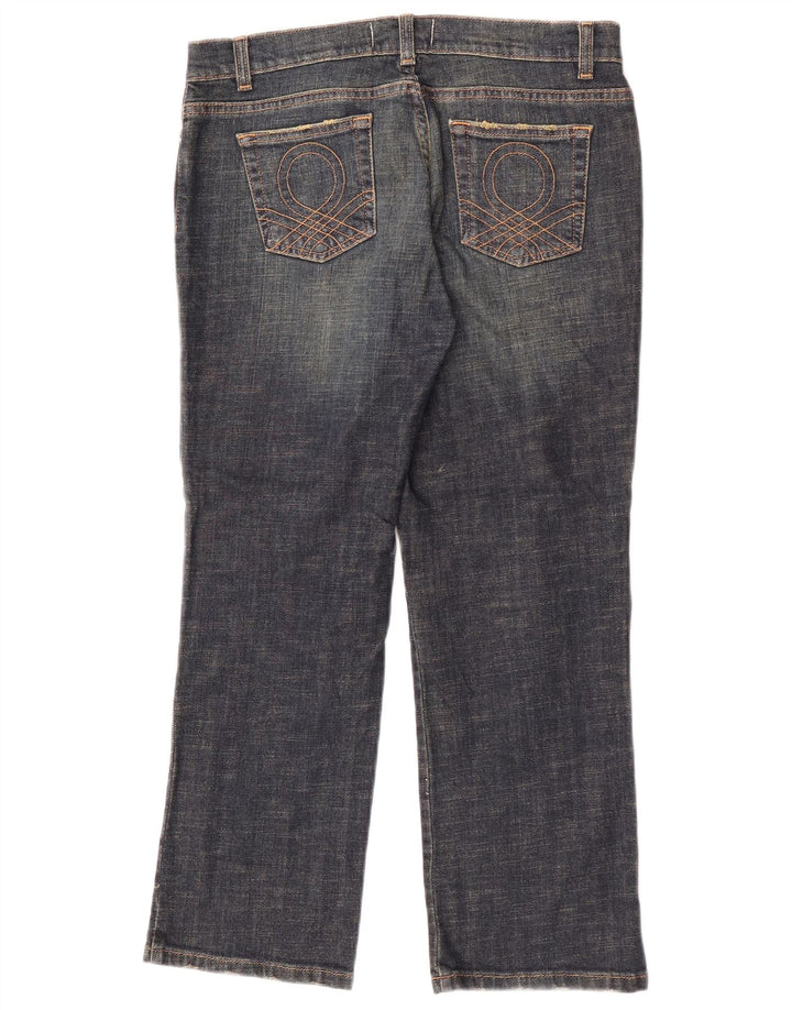 Jeans Cropped Benetton Donna IT 44 Medio W30 L25 Blu Navy Cotone