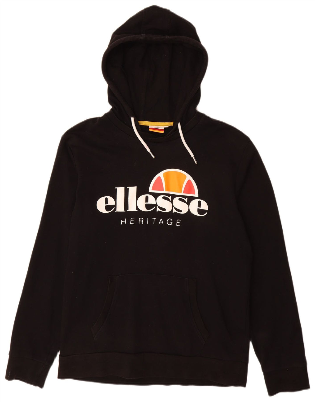 ELLESSE Felpa con cappuccio grafica da uomo Heritage XL in cotone nero