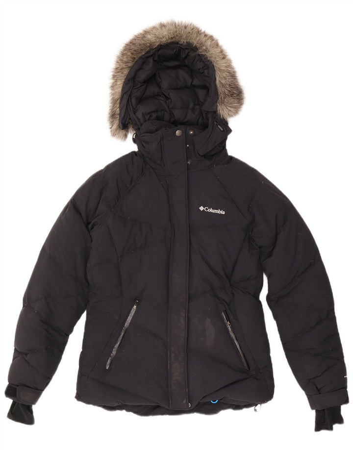 Giacca imbottita con cappuccio Omni-Heat da donna COLUMBIA UK 10 piccola in nylon blu navy