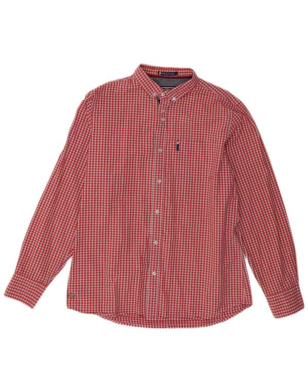 Le Shark Mens Shirt Large Red Gingham Cotton