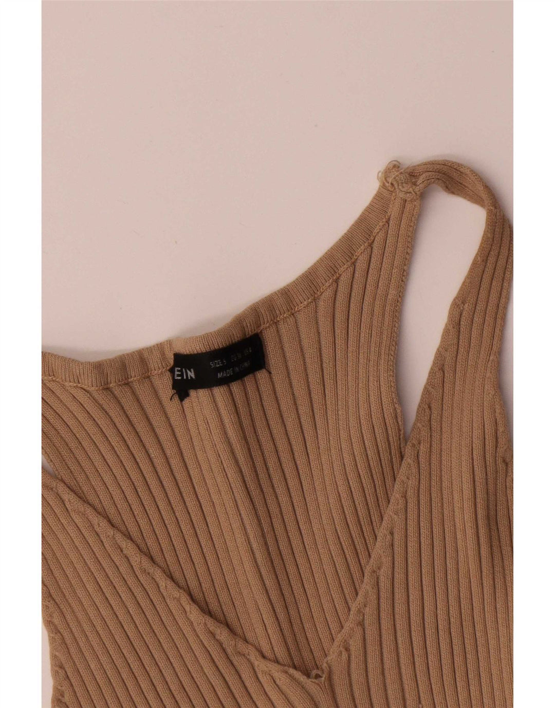 Abito aderente senza maniche da donna Shein UK 8 piccolo poliestere beige