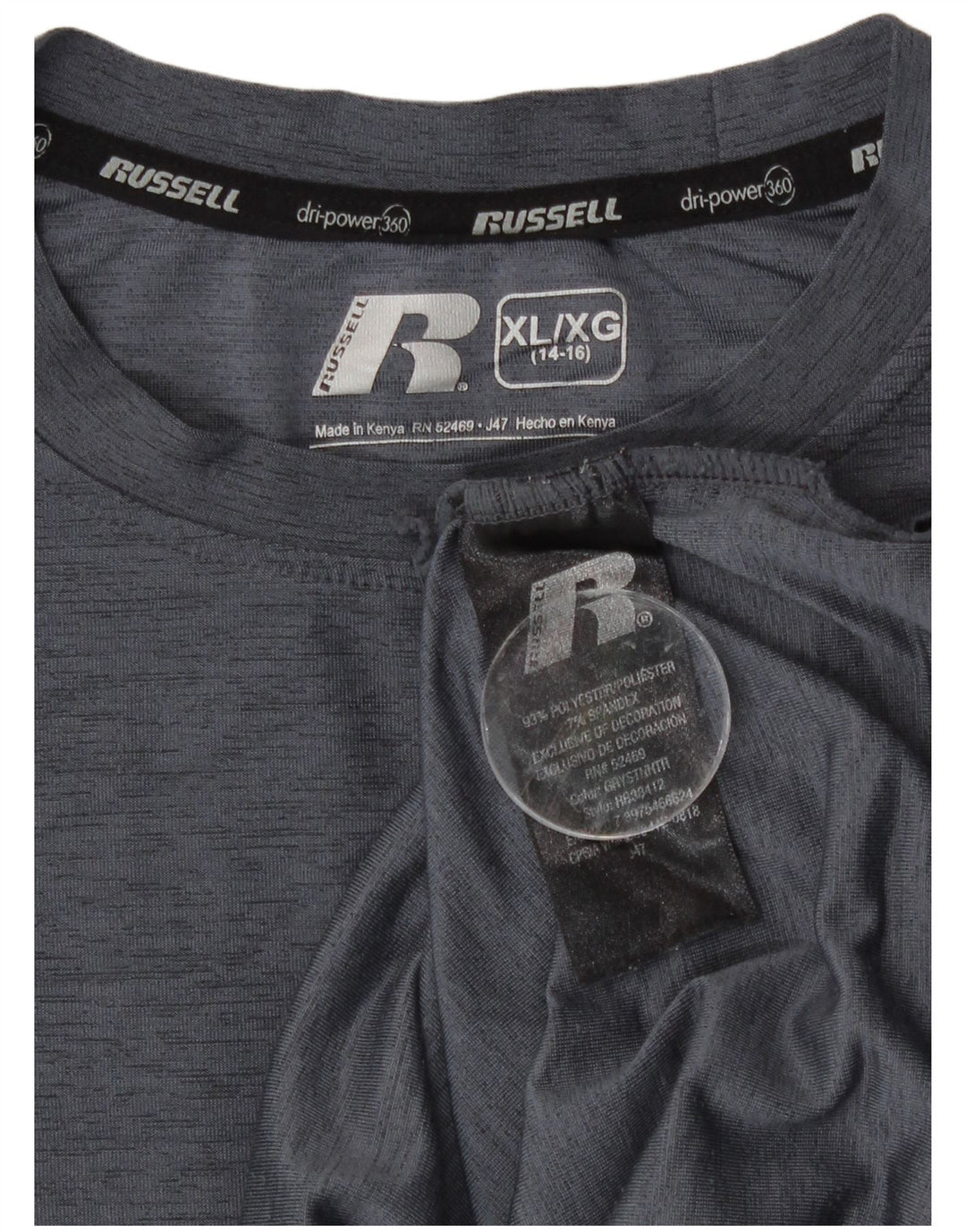 Top a maniche lunghe da ragazzo Russell Athletic 14-15 anni XL grigio poliestere sportivo