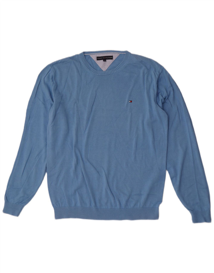 Maglione maglione girocollo da uomo Tommy Hilfiger grande cotone blu