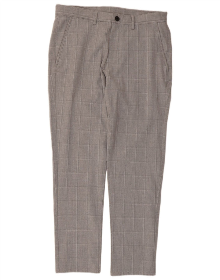 Pantaloni chino slim da uomo Zara EU 40 medi W31 L28 quadri grigi