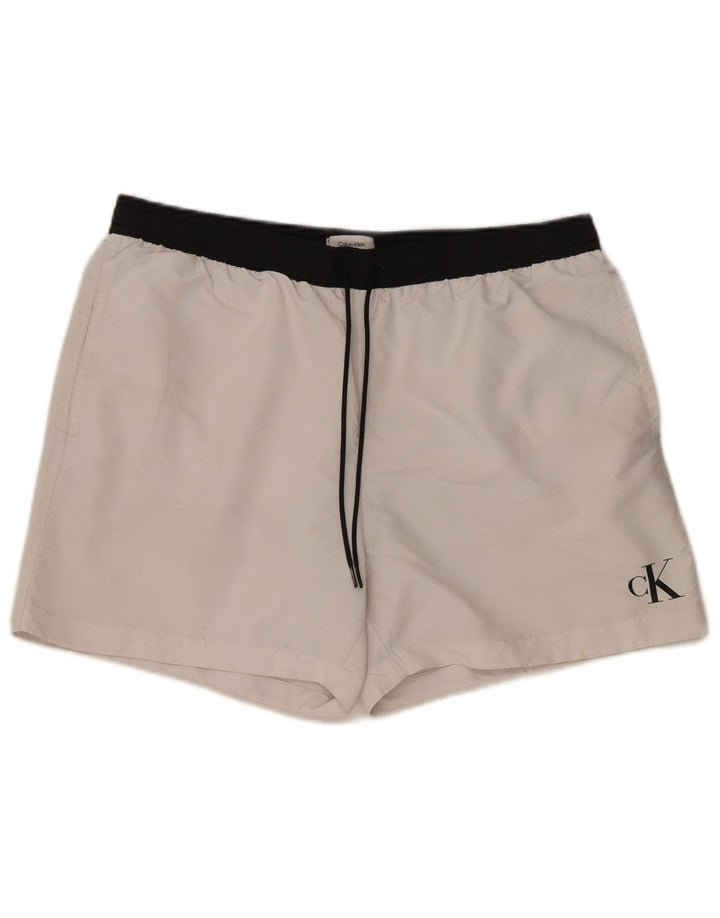 Pantaloncini da bagno da uomo Calvin Klein XL poliestere bianco