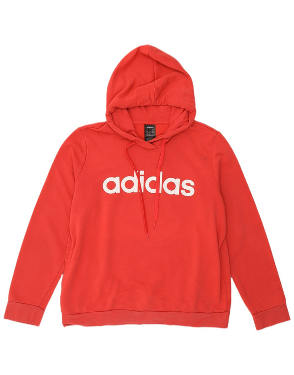 Felpa con cappuccio grafica da donna Adidas UK 20/22 XL rosso cotone