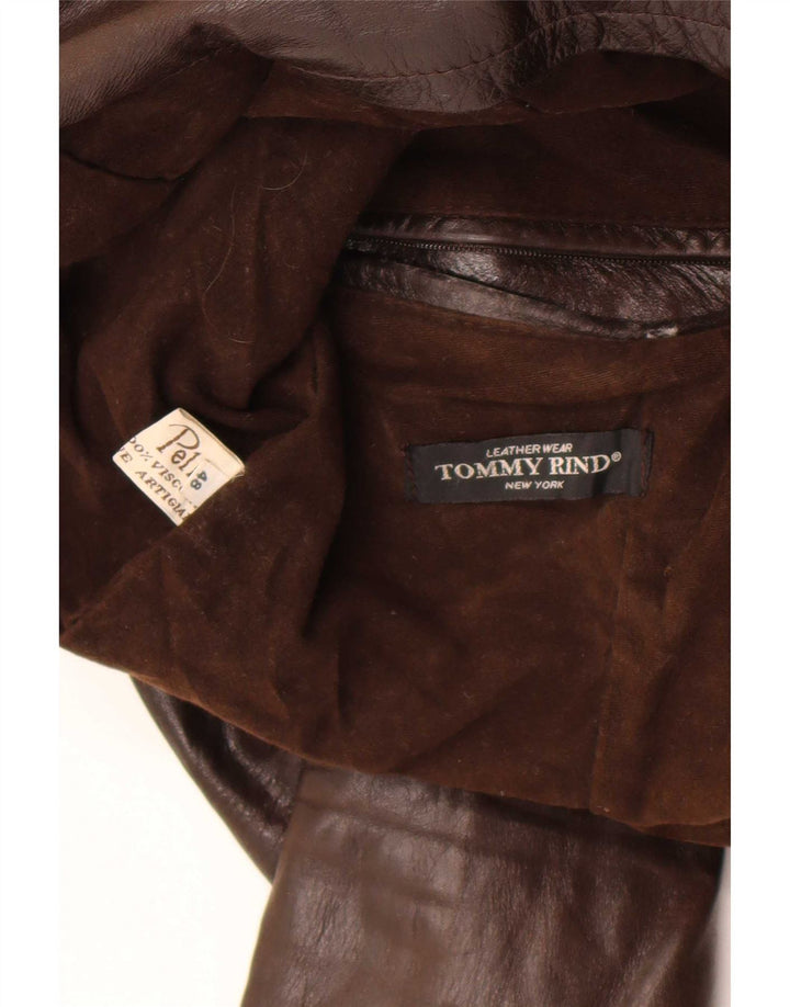 Giacca in pelle vintage da uomo IT 48 in pelle marrone medio