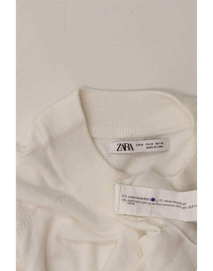 Maglione Zara da uomo con collo alto in viscosa bianca media
