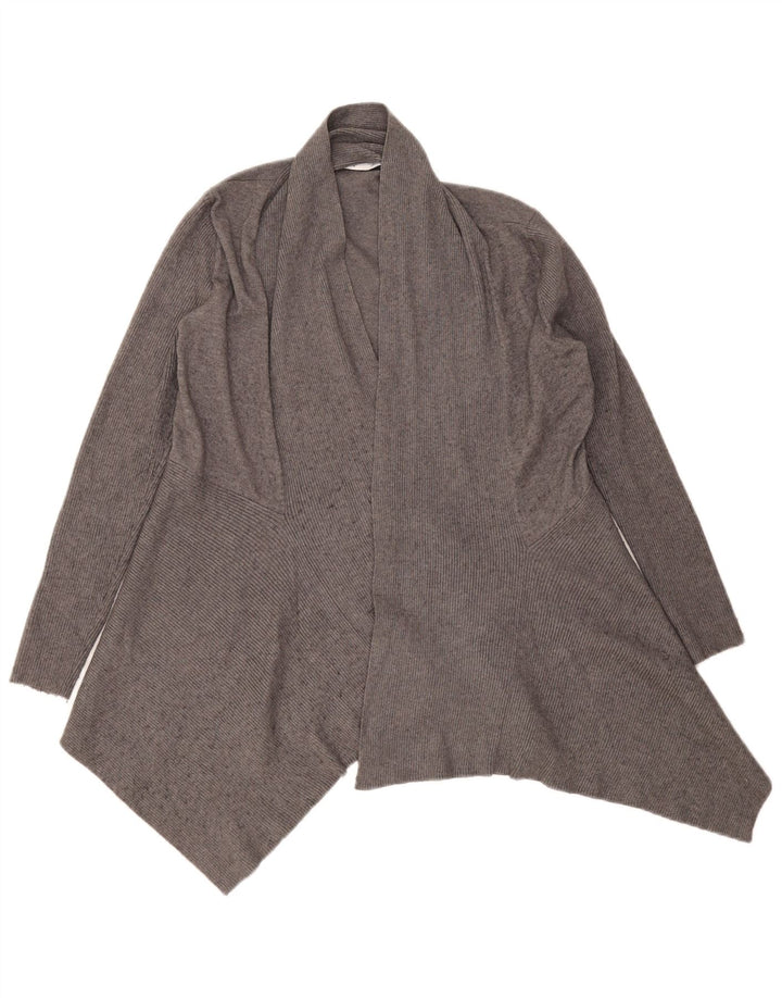 Maglione cardigan aperto asimmetrico da donna Zara UK 12 Viscosa grigio medio