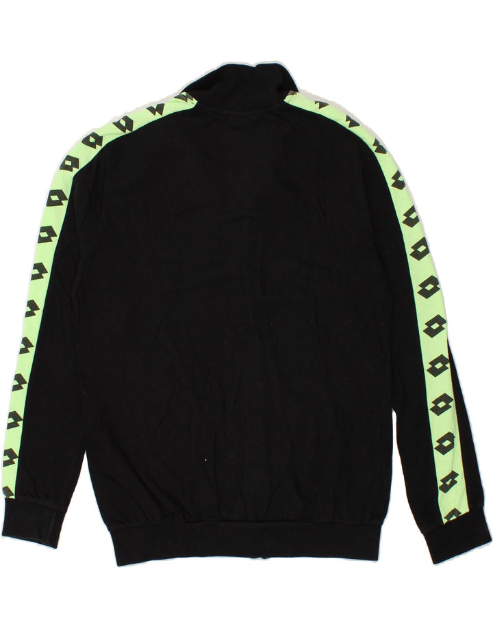 LOTTO Womens Graphic Tracksuit Top Jacket UK 16 Large Black Cotton Vintage Lotto and Second-Hand Lotto from Messina Hembry 