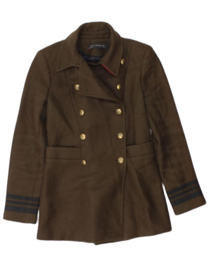 Giacca blazer doppiopetto da donna Zara UK 10 piccola a righe kaki