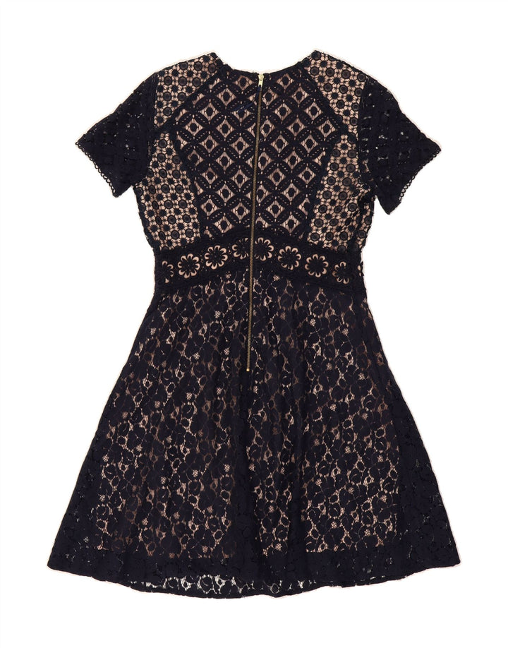 OASIS Womens A-Line Dress UK 10 Small  Navy Blue Floral Polyamide Vintage Oasis and Second-Hand Oasis from Messina Hembry 
