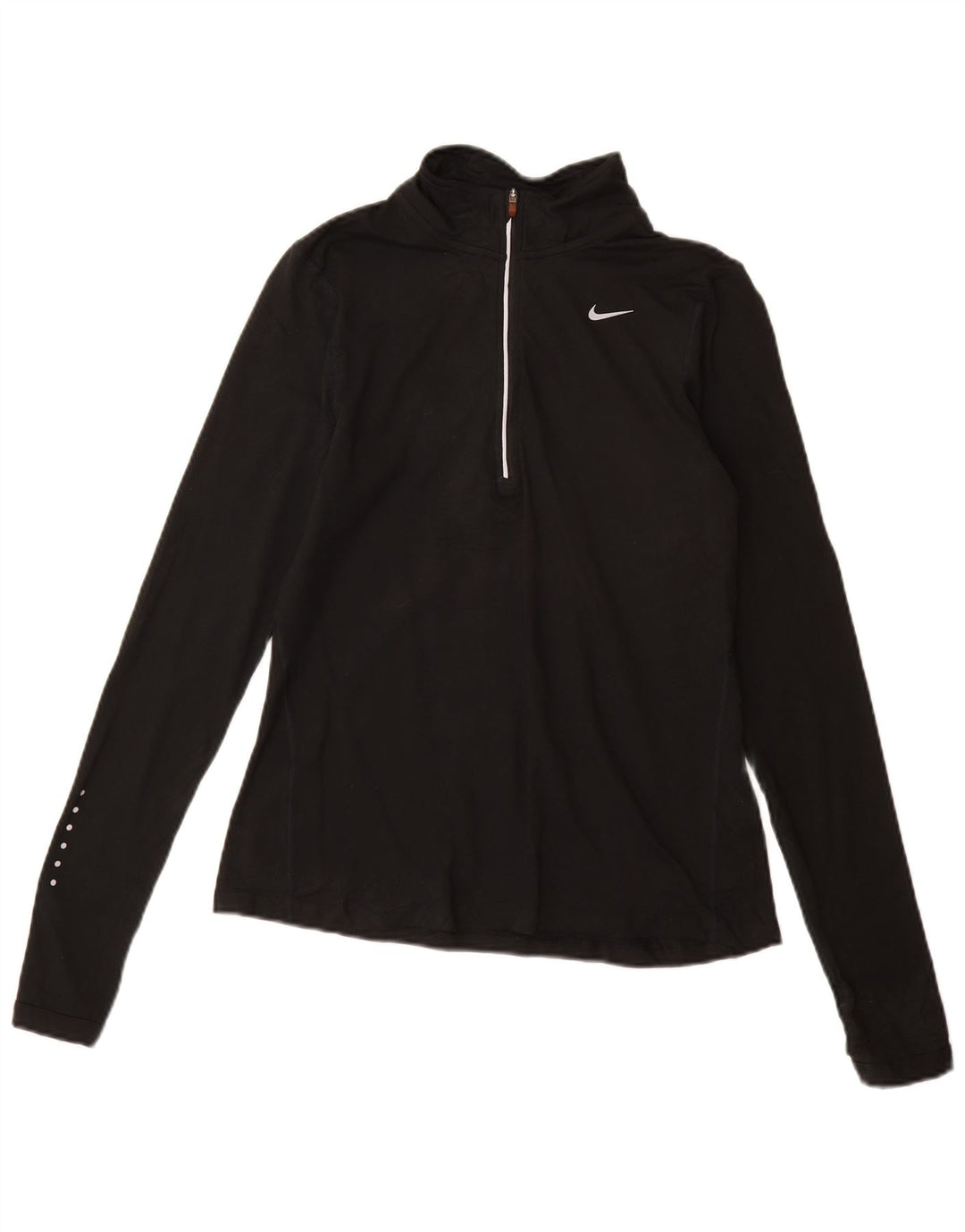 Top della tuta da ginnastica Nike Dri Fit con collo e zip da donna, UK 10, piccola, nera