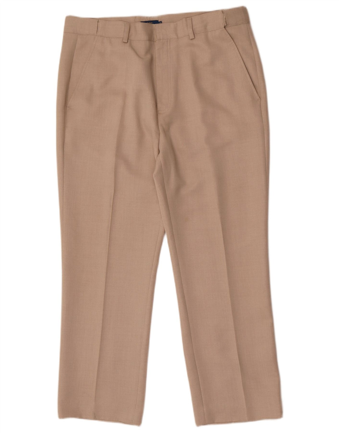 Pantaloni da abito dritti da uomo Cotton Traders W36 L28 Poliestere beige