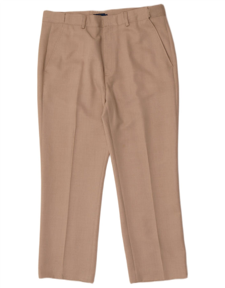 Pantaloni da abito dritti da uomo Cotton Traders W36 L28 Poliestere beige