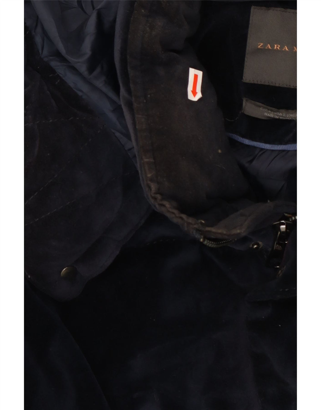 Giacca imbottita con cappuccio da uomo Zara UK 40 grande poliestere blu navy