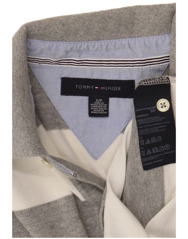 Polo da uomo Tommy Hilfiger piccola in cotone a righe grigie